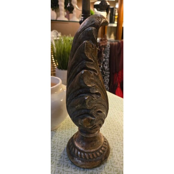 Heavy Carved Wood Finial Accent Decor - Picture 3 of 3